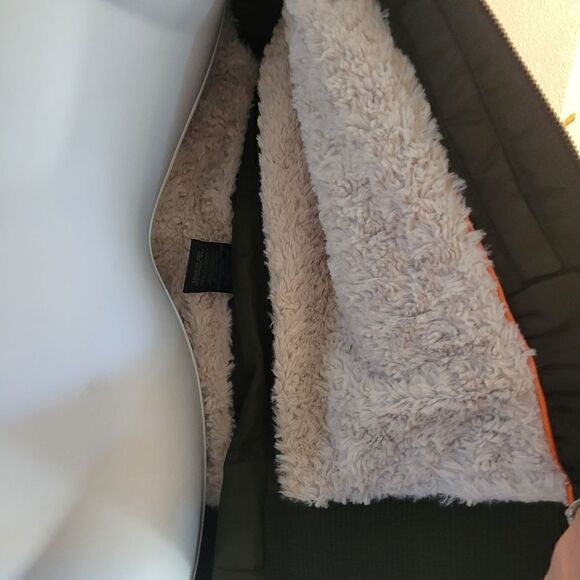 STEVE MADDEN parachute Bomber Satin jacket side zip teddy bear fleece lining, - Picture 8 of 13